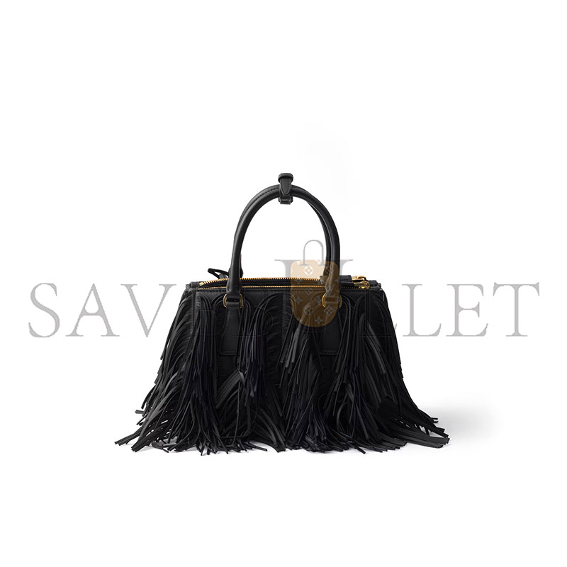 PRADA GALLERIA SMALL LEATHER BAG WITH FRINGE 1BA896 (24.5*18.5*11cm)